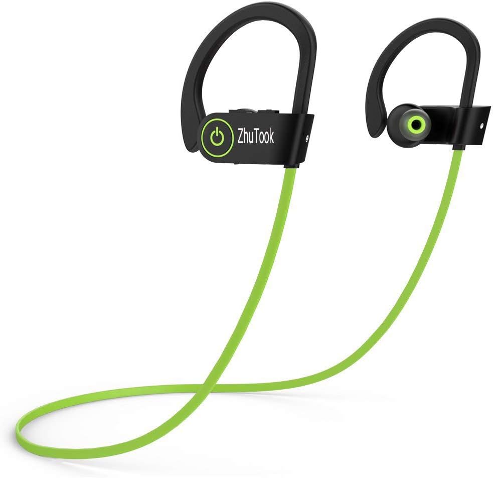 Bluetooth Headphones IPX7 Waterproof, Wireless Sport Earphones Bluetooth 4.1, HiFi Bass Stereo Sweatproof Earbuds w/Mic, Noise Cancelling Headset for Workout, Running, Gym, 8 Hours Play Time