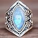 WensLTD_ 1PC Boho Jewelry Silver Natural Gemstone Marquise Moonstone Personalized Ring (#10, Silver)