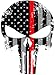 Tattered Reflective Firefighter 5x4 Inch Subdued Us Flag Punisher Skull Decal with Thin RED Line