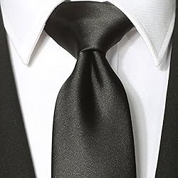 KissTies Black Tie Solid Satin Ties Mens Necktie