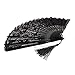 NSSTAR Lady's Girl's Vintage Retro Flower Lace Handheld Folding Hand Fan (Black) (Black)