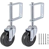 Gate Caster gate Wheel 4”, Heavy Duty Gate Caster Wheel with Spring Loaded,Universal Mount Pate, 250-500 lbs Load Capacity, 4 Inches Rubber Wheel(Two PCS)