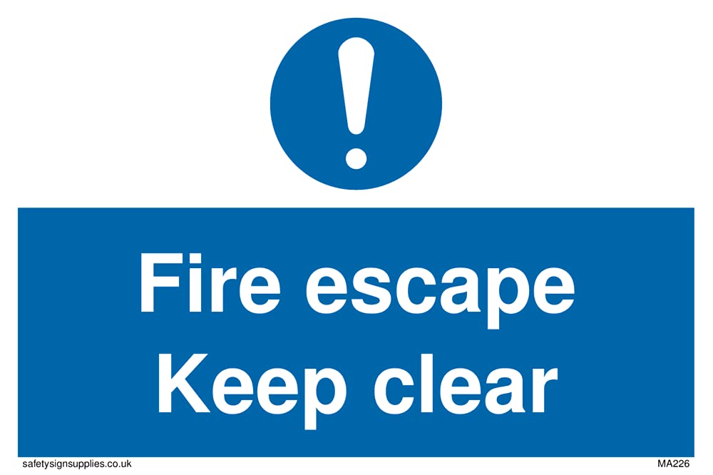 Pack of five - fire escape keep clear Sign - 150x100mm - A6L