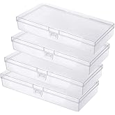 Gebildet 4pcs Rectangular Clear Plastic Storage Box Containers Case with lid for Pills, Tiny Bead, Jewellery & Craft Items et