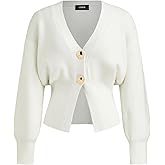 CIDER Cardigan Sweater for Women Knitted Long Sleeve V Neck Trendy Open Front Sweaters with Gold Buttons