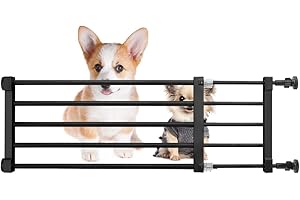 STONEGLOW Short Dog Gate Expandable Dog Gate 22"-39.37" to Step Over,Pressure Mount Small Pet Gate,Low Pet Gate-Adjustable,Puppy Gate Indoor for Doorway,Stairs (Black, S(9.4''H))