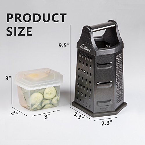 Professional Box Grater,Nonstick Coating Stainless Steel with 6 Sides - Vegetable Chopper, Kitchen Cutter, Shredder for Cheese & Vegetables (6-in-1)