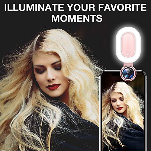 OURRY Selfie Light Phone Camera Lens 15X Macro Lens, 4K HD 120° Wide Angle Lens, Fill Light [5-Light Mode][15-Level Brightness][32 LED] Compatible with Phone, Tablet, for Video/Photo/Makeup (Pink) - Thumbnail 5