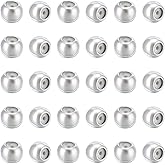 UNICRAFTALE 80pcs 4mm Stopper Beads Slider Beads Positioning Spacer Beads Round Ball Locating Beads Metal Beads Loose Beads with Rubber Inside Adjustable Ronde Beads for Bracelets Jewelry Making