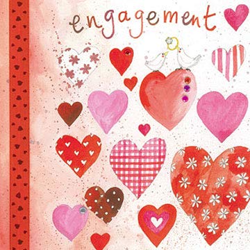 Alex Clark Sweet Hearts Engagement Card - Watercolour - Designed and Printed In UK