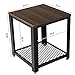 VASAGLE 2-Tier End Table Square-Frame Side Table with Metal Grate Shelf Dark Walnut