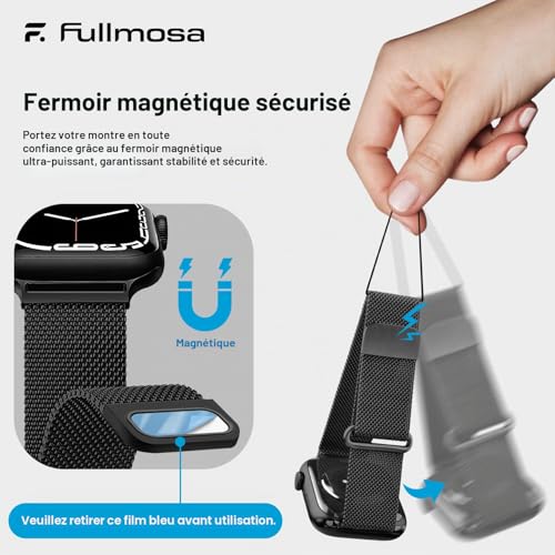 Fullmosa Compatible Apple Watch Band 49/46/45/44/42mm(S3 2 1) Men Stainless Steel iwatch Band for iWatch Ultra SE 3/2/1 Series 11 10 9 8 7 6 5 4 3 2 1 49/46/45/44/42mm Black