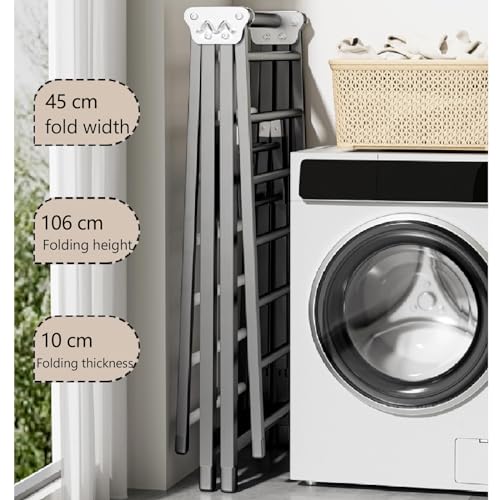 Zucng Large Folding Clothes Dryer Clothes Drying Rack, Metal Laundry Drying Rack Free-Standing Drying Rack Clothing for Indoor Outdoor Windproof 3 Tier, Grey