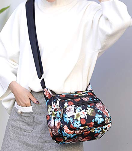 Womens Nylon Floral Shoulder Bag Crossbody Bag Messenger Bags Travel Handbags With Adjustable Strap Waterproof (umbrella) - Thumbnail 6