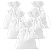 Gbateri 35 Pack 5x7 Inch White Small Gift Bags Wedding Party Favor Bags, Jewelry Pouches - Drawstring Pouch Bags - Baby Shower Bags - Silk Bags for Baby Shower, Wedding, Birthday, Valentine's Day