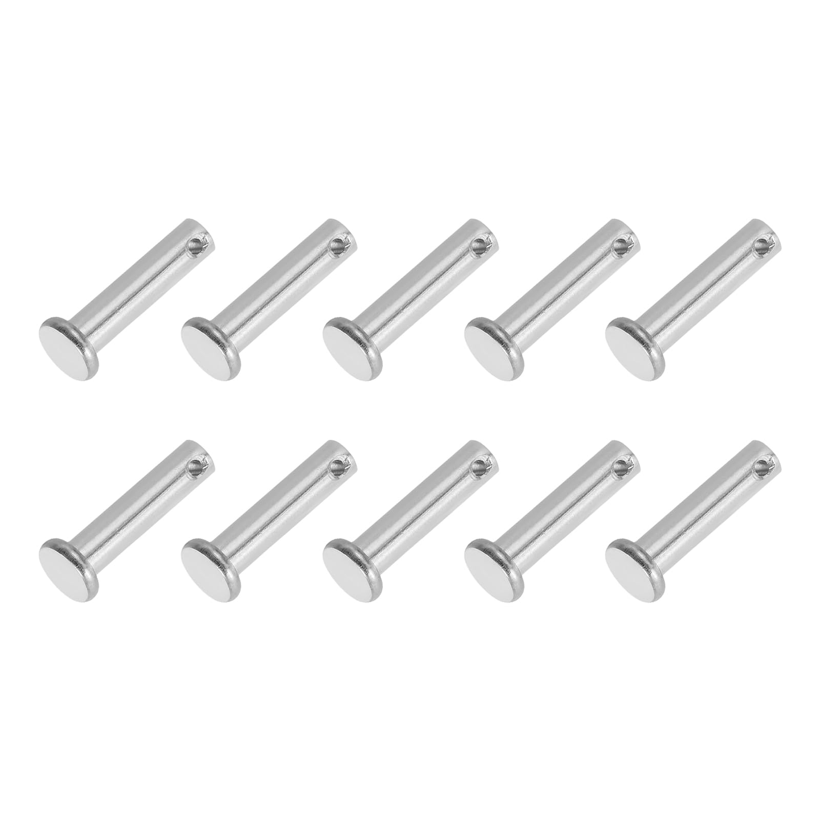 PATIKIL 6 x 25 Mm Single Hole Clevis Pins, 10 Pcs 304 Stainless Steel Flat Head Pin for Hitch Pin Lock Link Hinge Systems, Silver