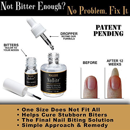 Nail Biting Treatment for Kids & Adults - Thumb Sucking Stop - No Bite Nail Polish - Thumb Guard for Thumb Sucking - Bitter Nail Polish - Nail Biter Stopper - Magique NoBite, 0.5 Fl Oz