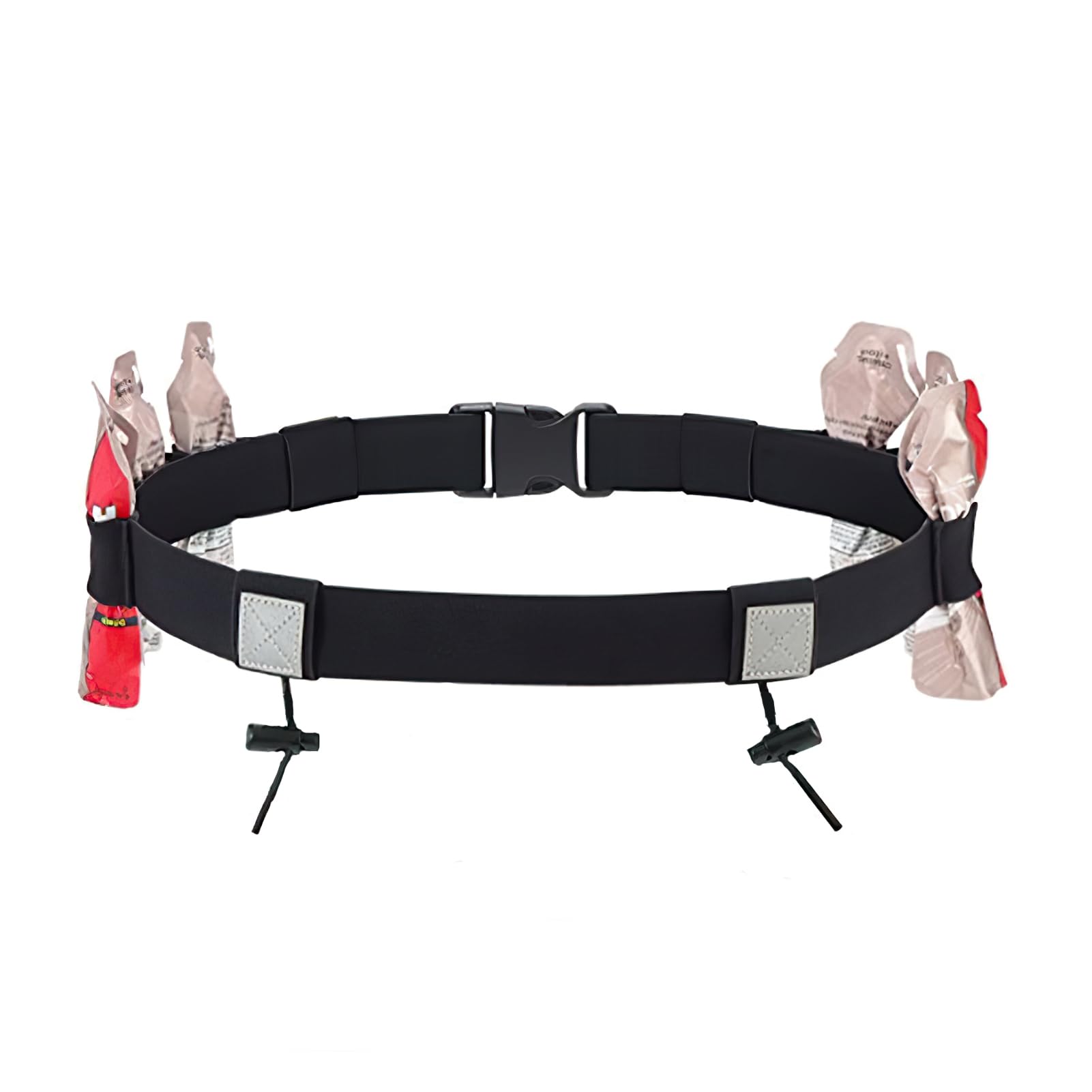 Edksegjcsous Adjustable Running Belt For Triathlon, Marathon, Cycling, Race Number Holder with 6 Gel Loops, Non-Slip Bib Holder, Black