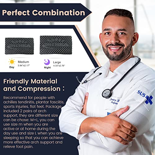 SIIHEA 2 Pairs Copper Infused Compression Arch Supports Braces, Plantar