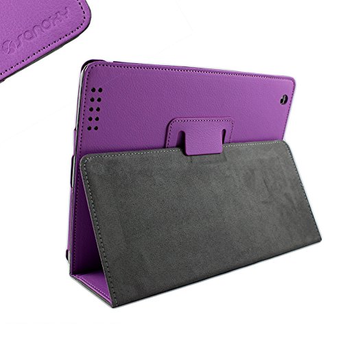 SANOXY Slim Folio Folder PU Leather Stand Case for iPad 2/3/4 /ipad 2nd Generation (Purple Folio)