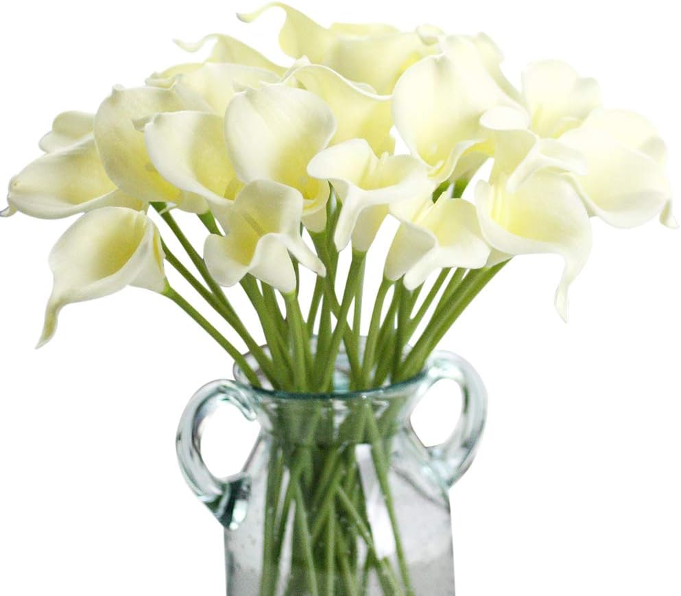 Semoon Artificial Calla Lily Bridal Bouquet 10PCS Wedding Decor, Real-Touch Fake Flowers Home Flowers Party Festival Bar Decoration