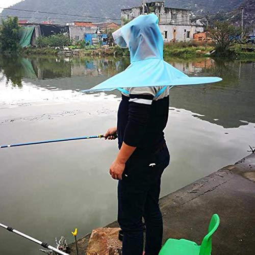 Creative UFO Waterproof Hands Free Umbrella Rain Hat Headwear Cap Raincoat Outdoor Fishing Golf Child Adult student Rain Coat Cover Umbrellas (1.55-1.8M( height), Random(yellow,pink,blue))