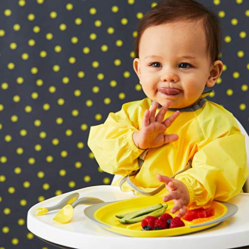 b.box Toddler Easy Grip Cutlery Set with Case, Lemon Sherbet, Includes 1 Spoon and 1 Fork, BPA-Free, Phthalates & PVC Free, Dishwasher Safe
