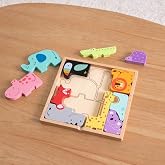 Fat Brain Toys Animal Block Puzzle - Wooden Shape-Matching Game for Preschoolers