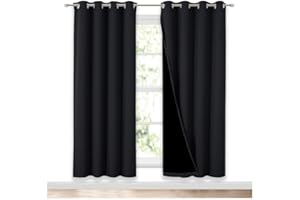 NICETOWN 100% Blackout Window Curtain Panels,Full Light Blocking Drapes with Black Liner for Nursery,72 inches Length Thermal