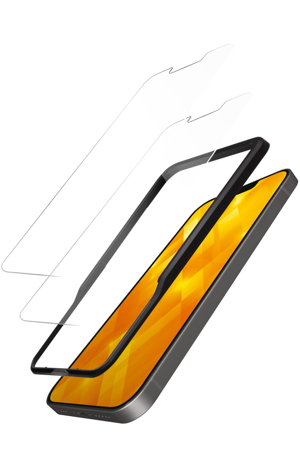 エレコム iPhone 16e / 14 / 13 / 13 Pro 強化 硬度10H 指紋防止 自己吸着で貼りやすい エアーレス 飛散防止設計 【2枚 / ガイド枠付き】 PMWA22AFLGGW商品画像