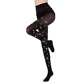 MANZI Women's Sparkly Rhinestone Tights Black Opaque Glitter Tights Shimmer Metallic Pantyhose 70 Denier High Waist Stockings