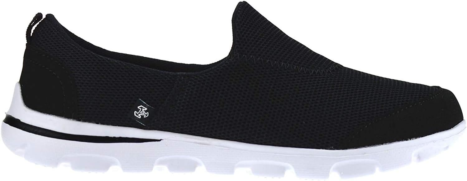 Ladies Womens Slip On Memory Foam Casual Walking Running Gym Trainers Shoes Size[UK 3,Black]