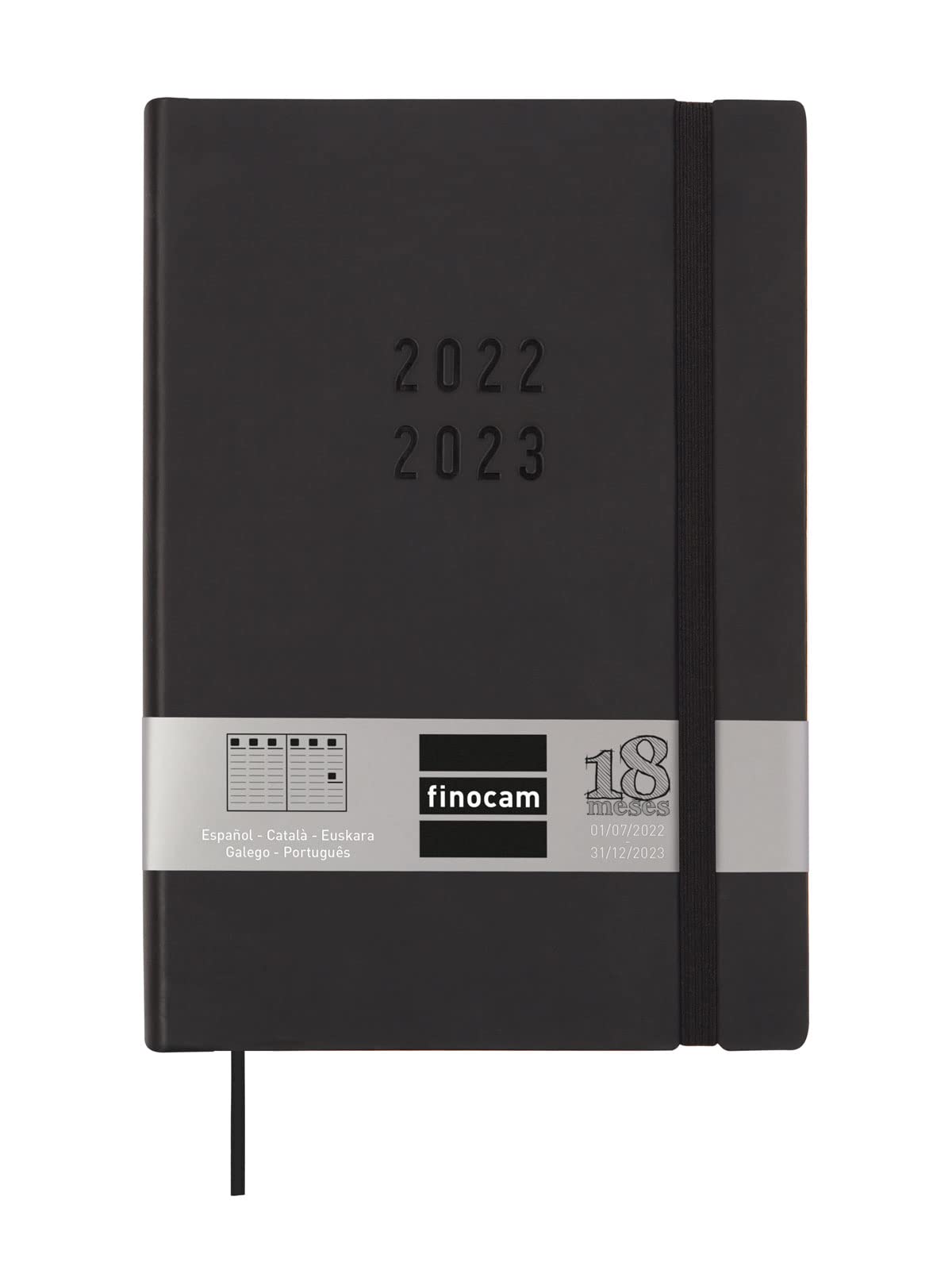 Finocam - Planner 2022 2023 Mara 18 Months Week to View July 2022 - December 2023 (18 Months) Black