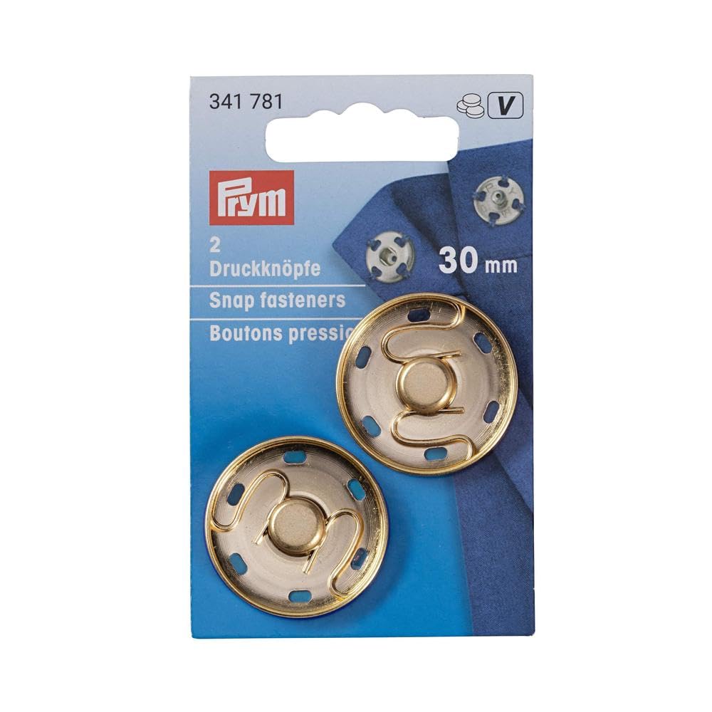 Prym - Prym New Gold (30mm) Brass Sew-on Press Fasteners - 2 Pieces