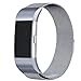 bayite Milanese Loop Bands Compatible Fitbit Charge 2, Stainless Steel Magnet Lock Metal, Smoke Gray Large
