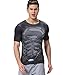 Red Plume Men's Compression Sports Shirt,Leisure Movie Hero Fitness T-Shirt (M, Black)