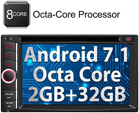 Android 7.1 Car Stereo Radio, 32GB+ 2GB Octa Core Double Din DVD CD Player with Bluetooth, GPS Navigation, Support WIFI, MirrorLink, AUX, Backup Camera, USB SD, Dash Cam, 6.2 inch Touch Screen