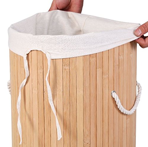 eXXtra Store Natural Bamboo Round Hamper Storage Bag Lid Washing Cloth Storage Laundry Basket + eBook