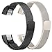 bayite Stainless Steel Bands Compatible Fitbit Alta and Alta HR, Milanese Loop Women Men Pack of 2, Champagne Gold and Black 6.7