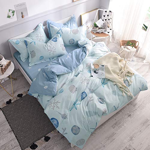 FADFAY-Duvet-Cover-Set-King-Coastal-Bedding-Nautical-Tropical-Bedding-100-High-Qualtiy-Cotton-Super-Soft-Hypoallergenic-Hidden-Zipper-Closure-3-Pieces-KingCalifornia-King-Size-No-ComforterFilling FADFAY Duvet Cover Set King Coastal Bedding Nautical Tropical Bedding 100% High Qualtiy Cotton Super Soft Hypoallergenic…