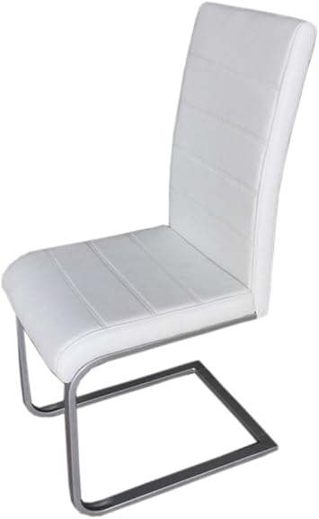 Sam Freischwinger Jan Weiss Kunstleder Geschwungenes Design Chrom Fuss Esszimmerstuhl Amazon De Kuche Haushalt