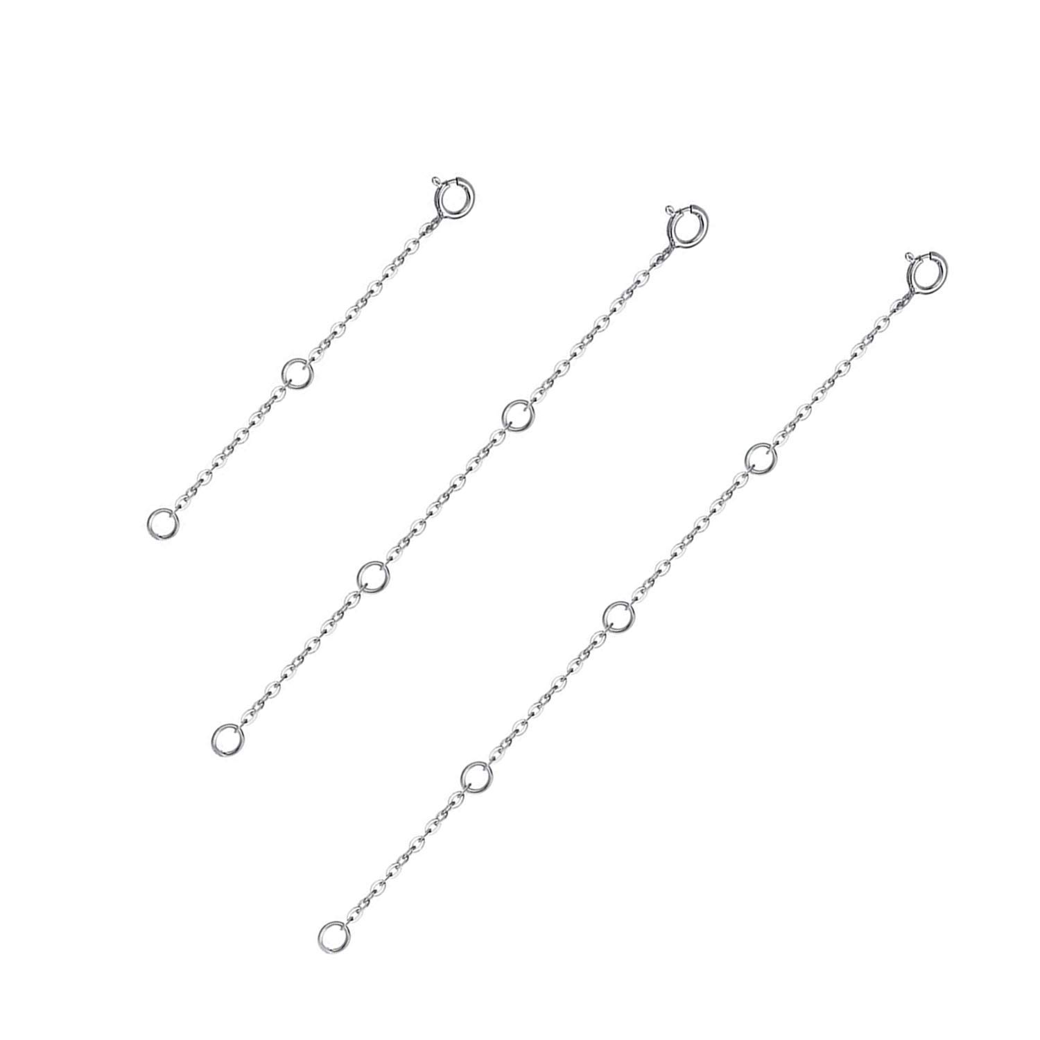 WINNICACA S925 Sterling Silver Necklace Extender Bracelet Extender Chains for Jewellery Making,3 Pieces Set (3 pcs pack2,4,6 inch Silver)