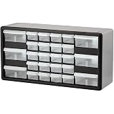 Akro-Mils 26-Drawer Stackable Cabinet, 20" x 6 3/8" x 10 11/32", Black/Gray