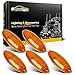 Partsam 5pcs Waterproof Amber Lens Yellow 6 LED Top Cab Marker Roof Running Lights Lamps Replacement for Freightliner Cascadia Heavy Duty Truck