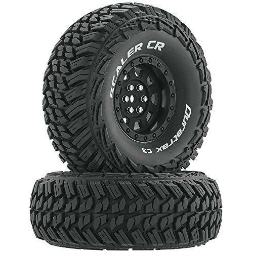 Duratrax Scaler 1.9 Inch RC Rock Crawler Tires with Foam Inserts, C3 Super Soft Compound, Moderate Traction, Mounted on Black Wheels, (Set of 2)
