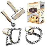 William & Douglas 4-Piece Ravioli Maker Set, Pastry Roller, Pasta Wheel Cutter, Crimper, Square and Circle Ravioli Stamps