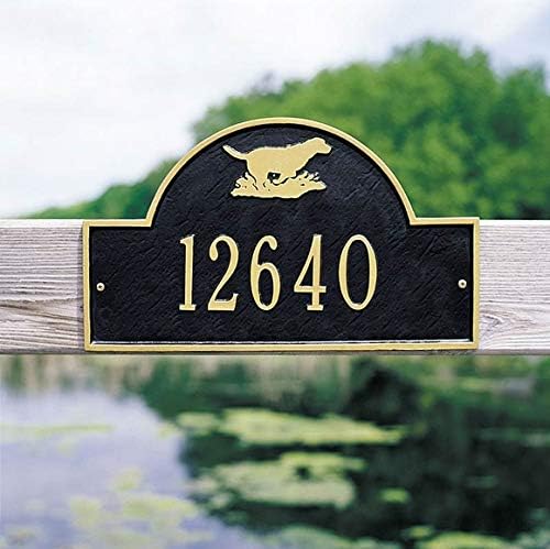 Address Signs - Comfort House Personalized Cast Metal Address Plaque with Dog - Display Your Address - Custom House Number Sign 67766F