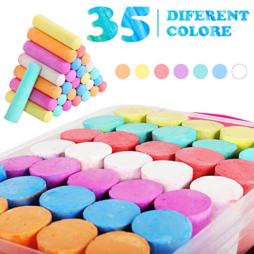 Sidewalk Chalk Bulk, Jumbo Chalk, Chalk for Outside for Kids 35 Pieces Washable Tapered Chalks for Party Favors and Gifts