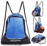 Drawstring Bag with Mesh Net - Perfect Sackpack with Ball Net for all Sports - Gym Bag for Men and Women, Tote Bag, Sports Sack, Light Backpack, Soccer Bag, Basketball, Volleyball, Baseball for Youth