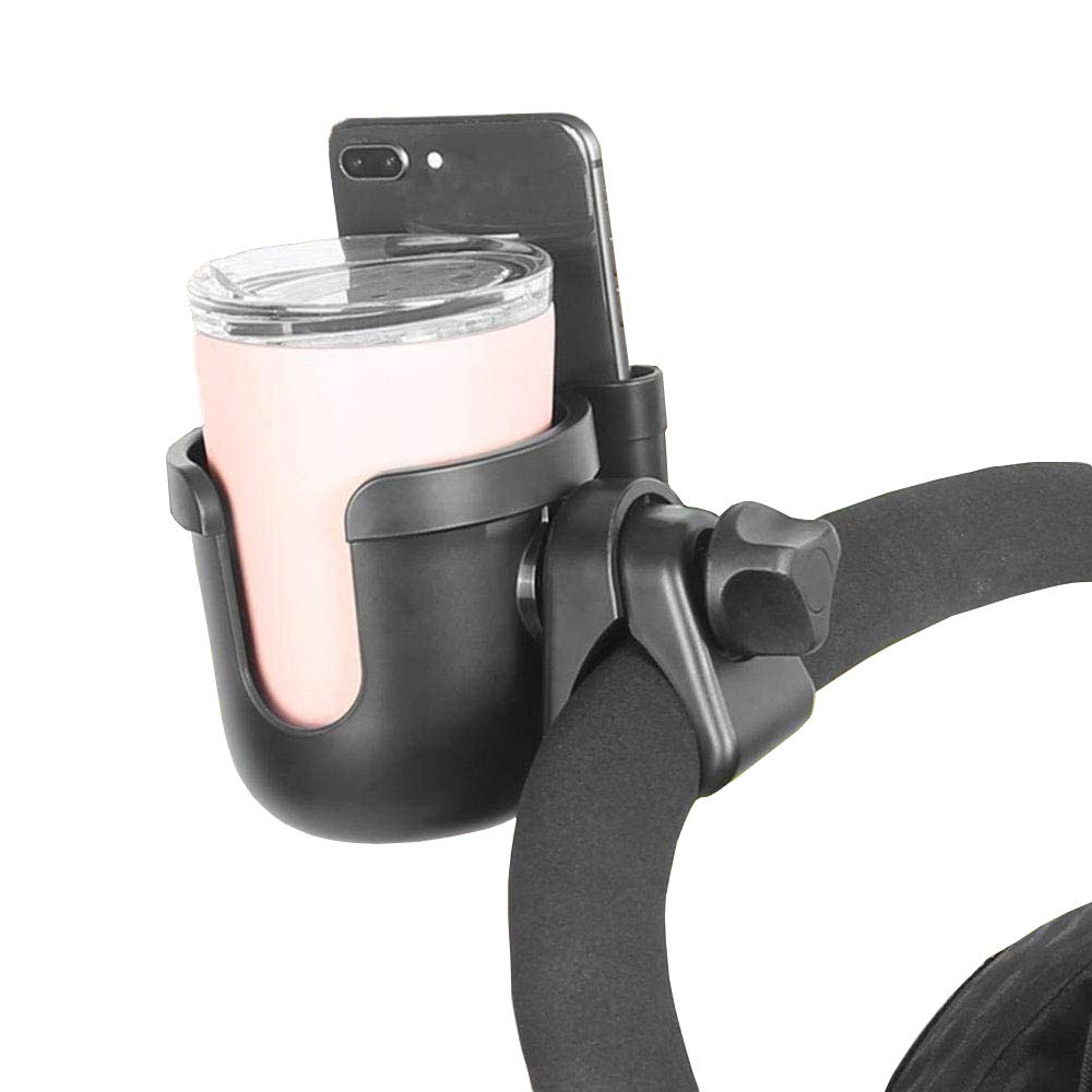 Parent Cup Holder for Stroller,Stroller Cup Holder, Bicycle Cup Holder, Universal Cup Holder Rack for Buggy Pushchair Wheelchair Bike and More (Black) (Black)